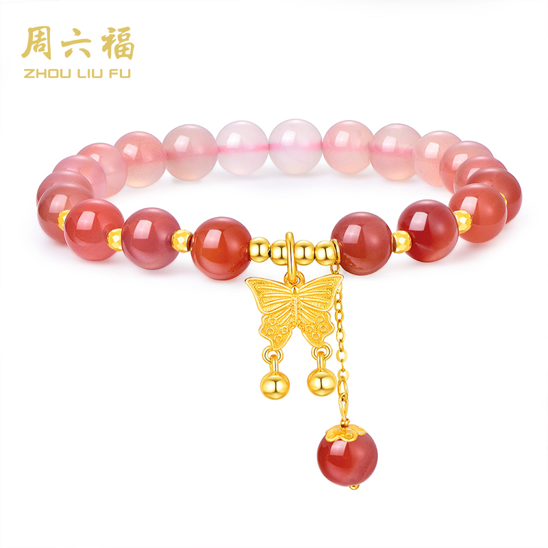 ZHOU LIU FU/周六福蝶舞恋语S925银玛瑙手串-Y4125-主