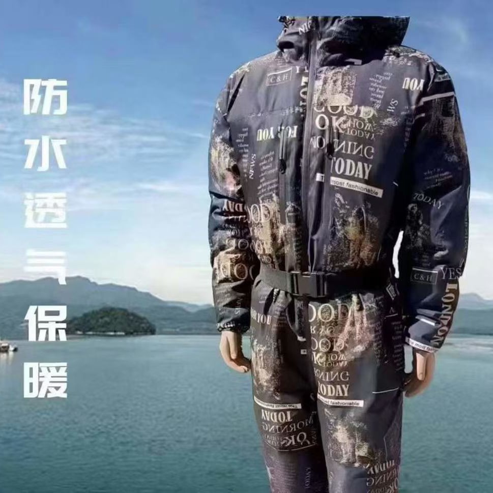 经典黑金连体羽绒服 冬季防寒服连体羽绒服冰钓锚鱼服连体服