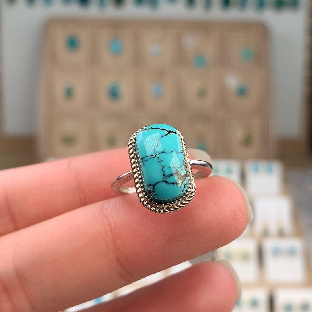 绿松石银S925镶嵌戒指