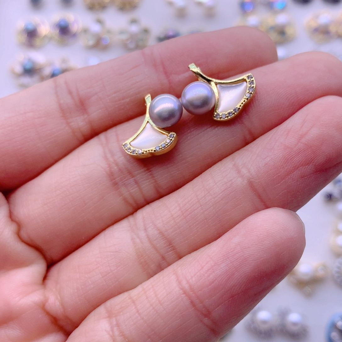 合金淡水珍珠耳饰