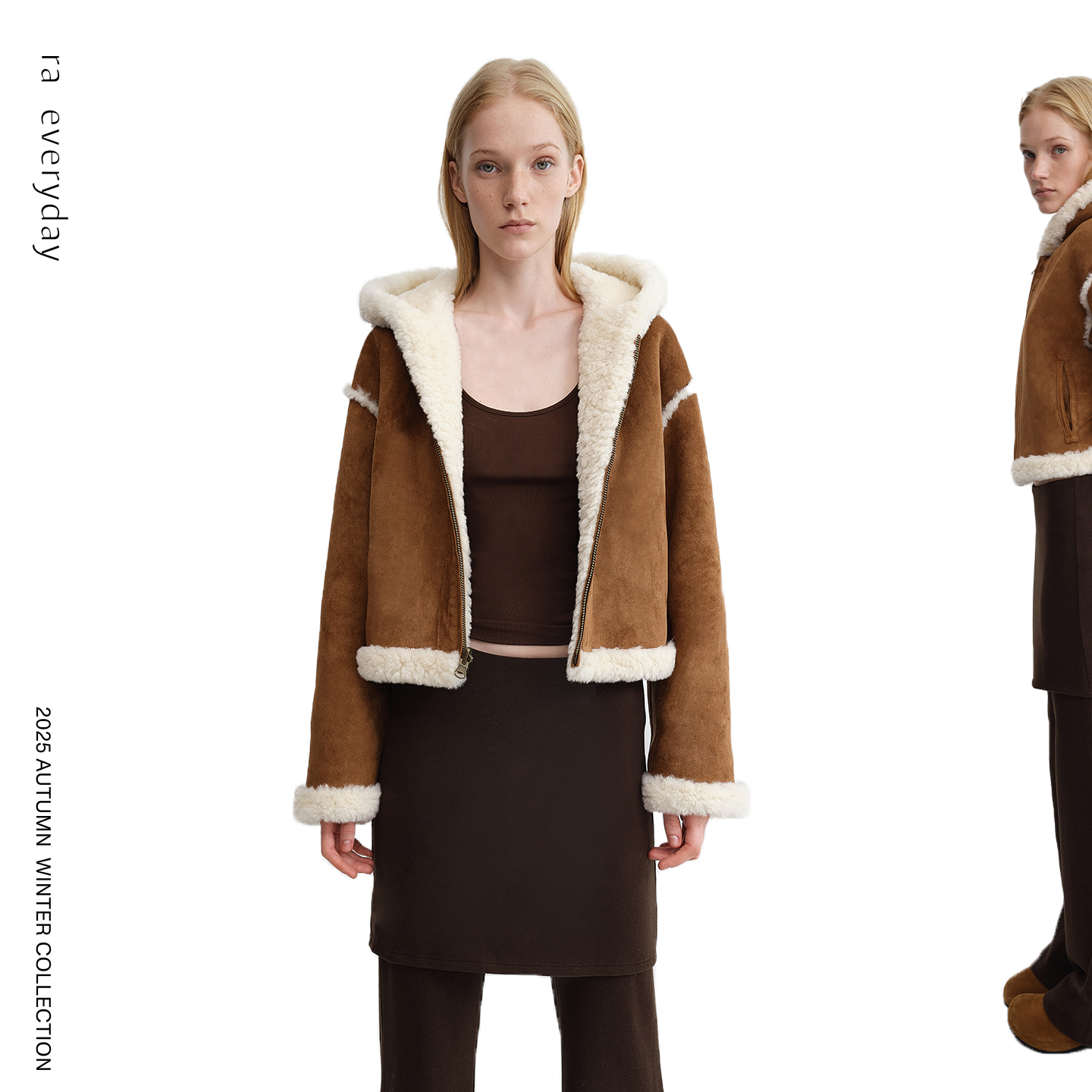 正反两穿环保毛绒外套 咖色