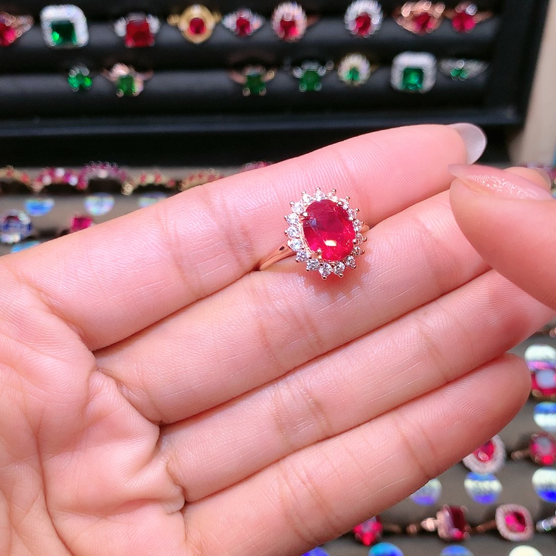 红宝石戒指银S925镶嵌8.10