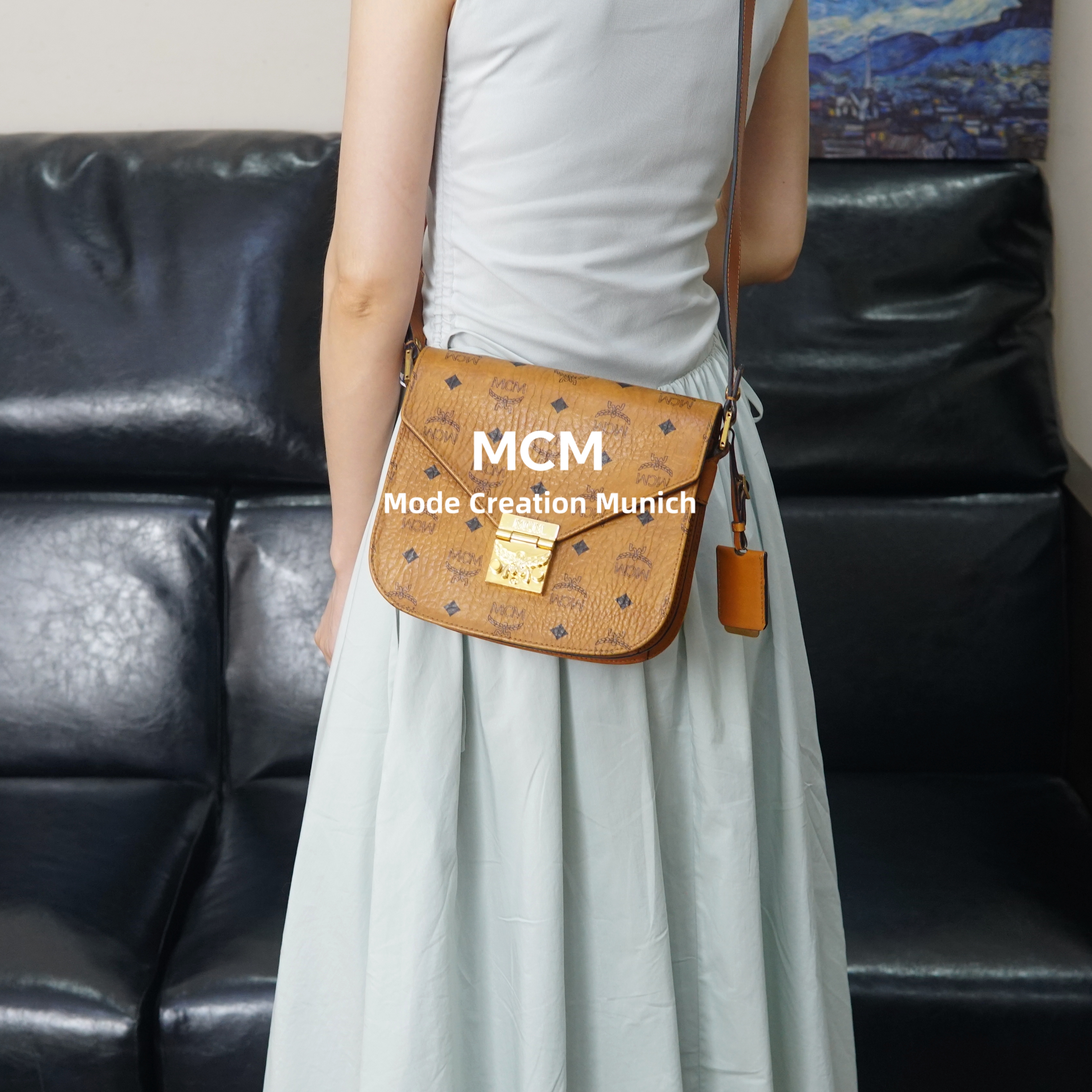 95新 MCM 干邑色马蹄包/SD05729021/9021