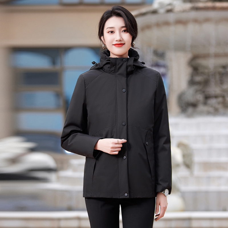 职业羽绒服鸭绒女同款加长款冬季加厚保暖酒店前台工作服2325