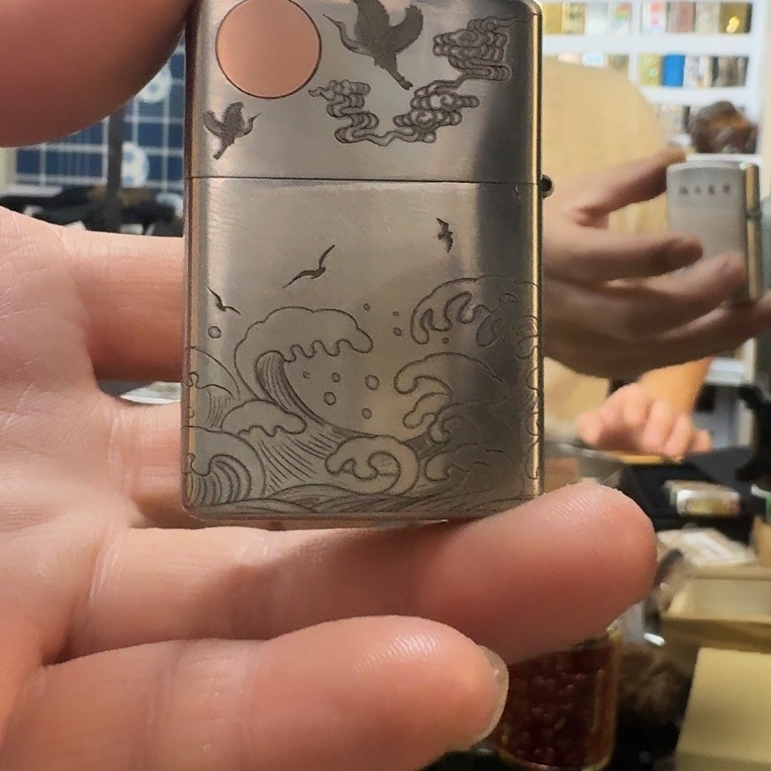 佐罗白铜旭日东升煤油打火机