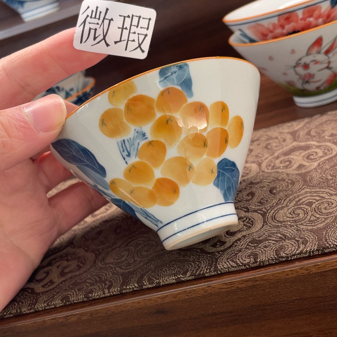 釉下手绘茶具微瑕