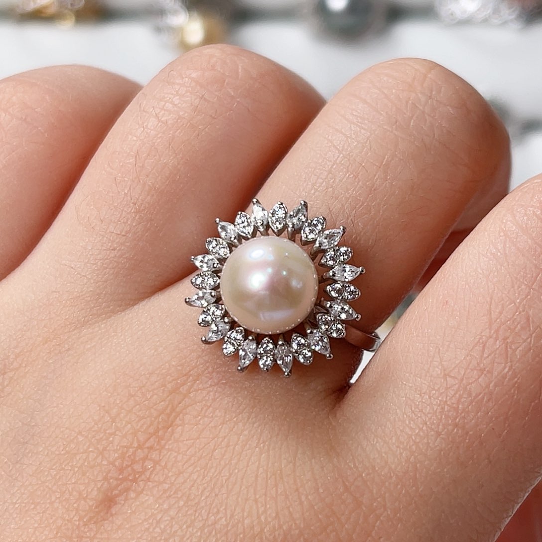 淡水珍珠戒指银S925镶嵌
