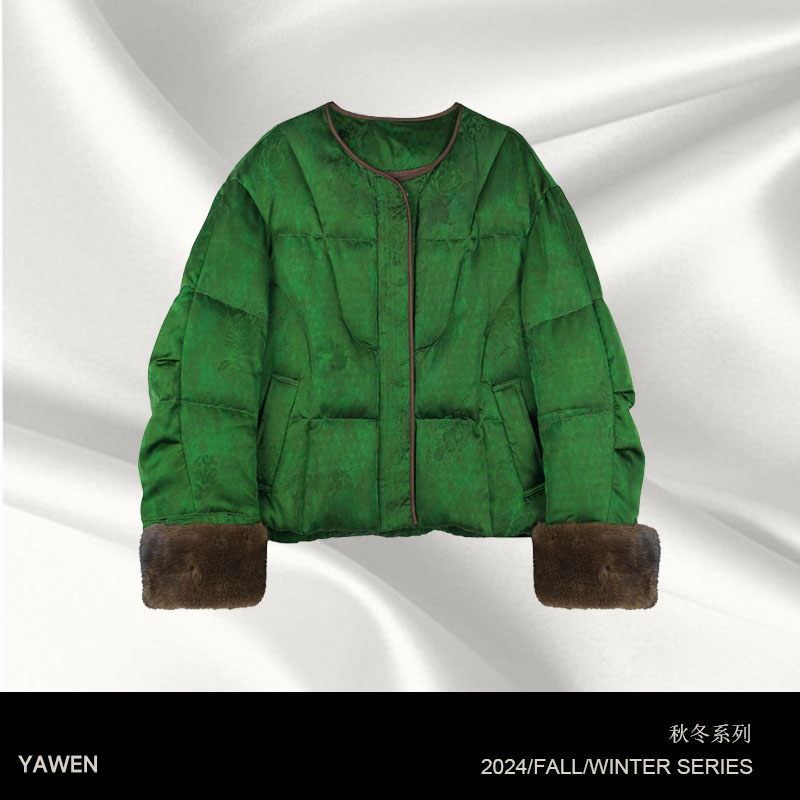 【雅雯专属】 YM1001设计师国风气质刺绣羽绒服秋冬