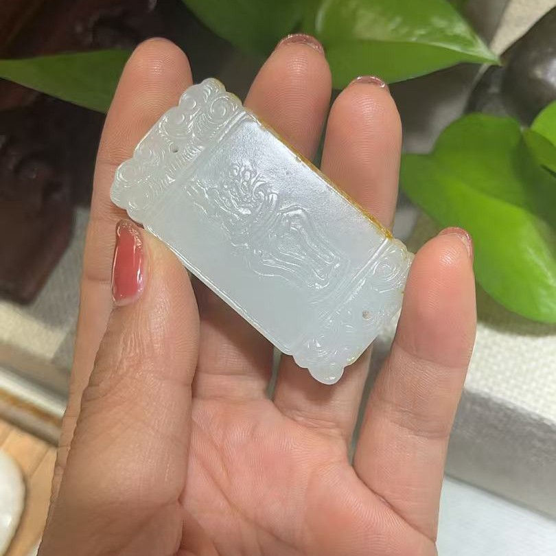 白玉平安无事牌精品挂件
