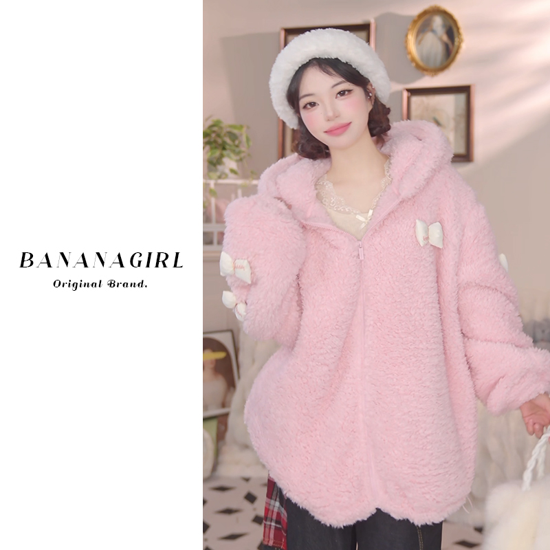 Bananagirl【梦中情猫】睡衣女秋冬循环蓄温速暖连帽外套家居服外穿