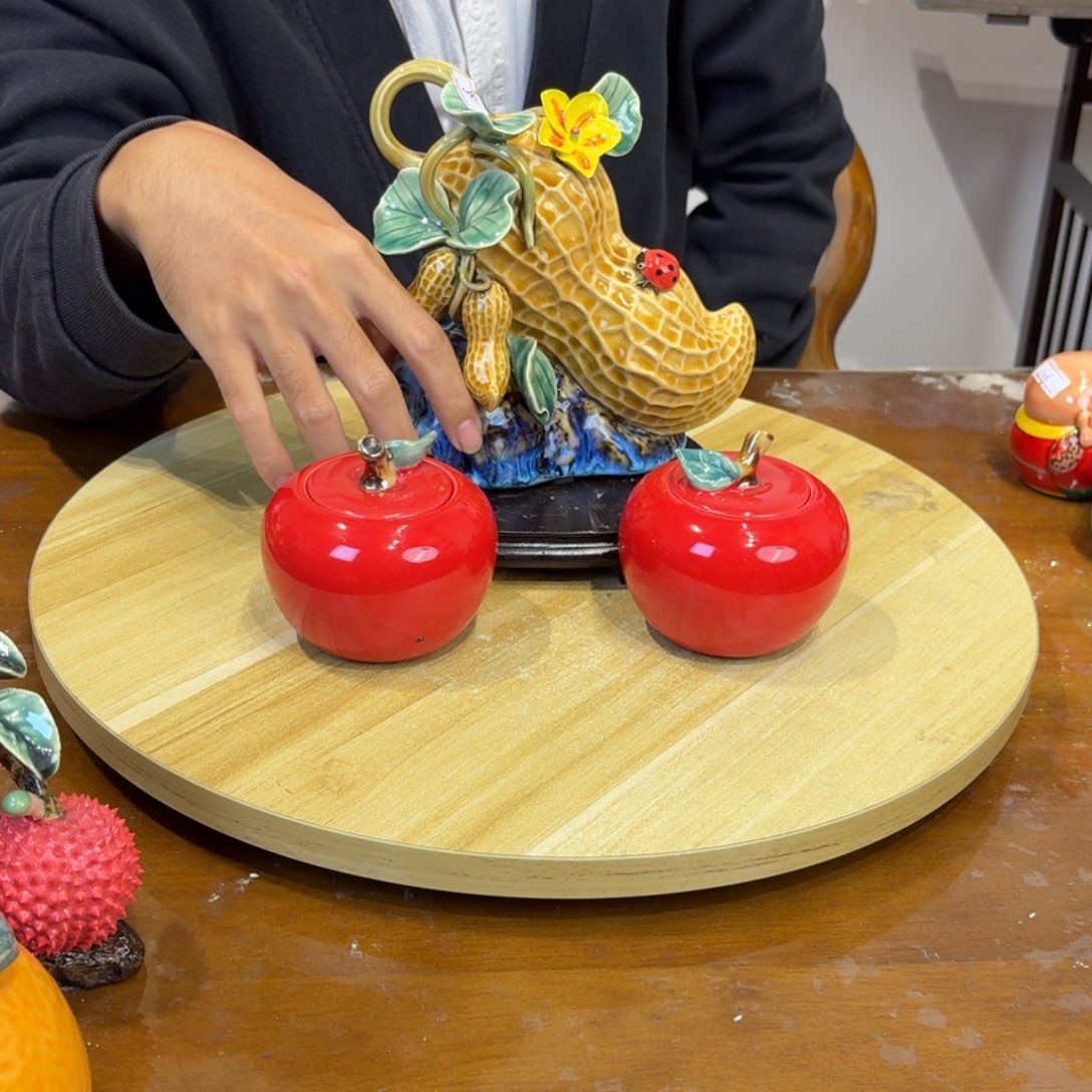 陶瓷好事发生送对苹果罐