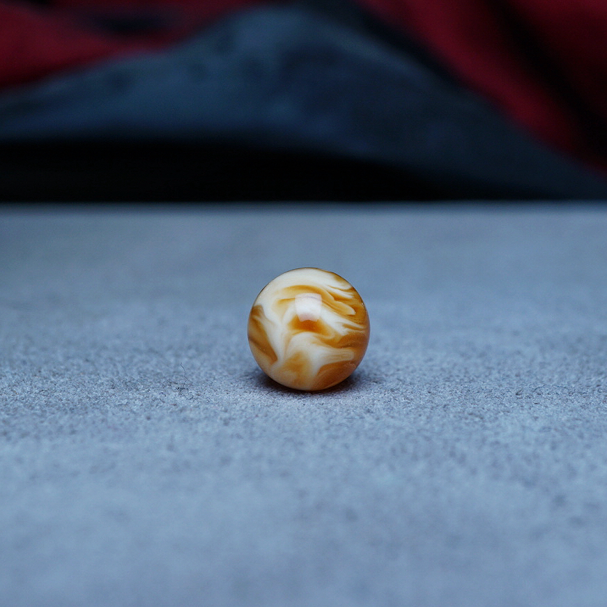 【段掌柜·10.0mm橘紅拉丝妖孽金瓷白】天然蜜蜡圆珠（打孔不予退货）