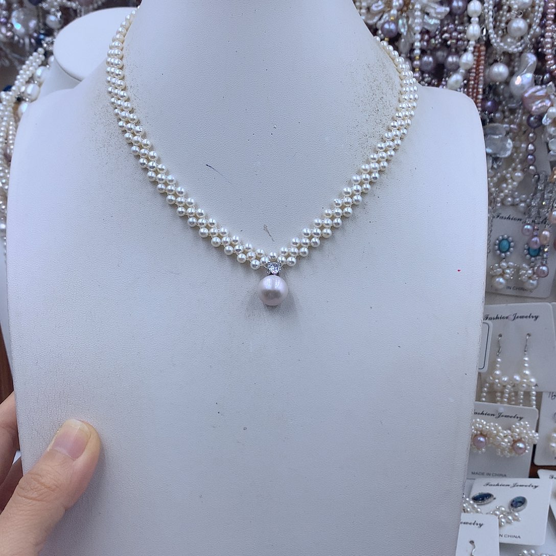 M***ᐝ淡水珍珠银S925镶嵌项链耳饰