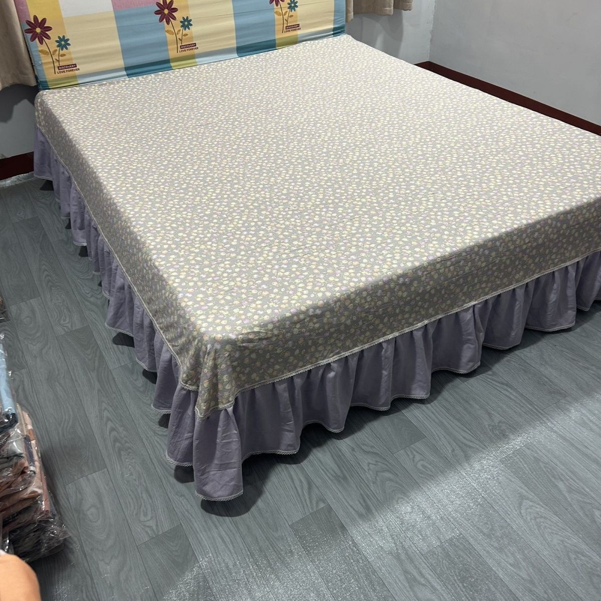 奢华简约风波点印染可床裙床单床罩韩式四季通用床上床盖加厚裙边