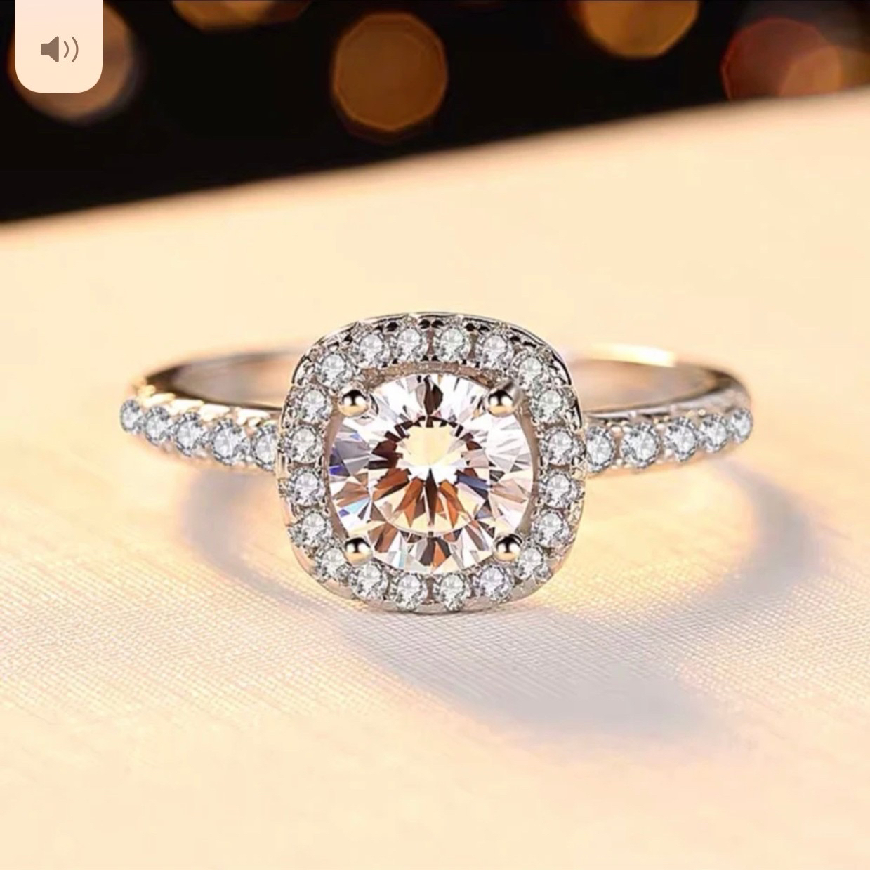 925银莫桑石戒指 【方包0.5-2克拉】经典时尚结婚订婚银戒镶嵌