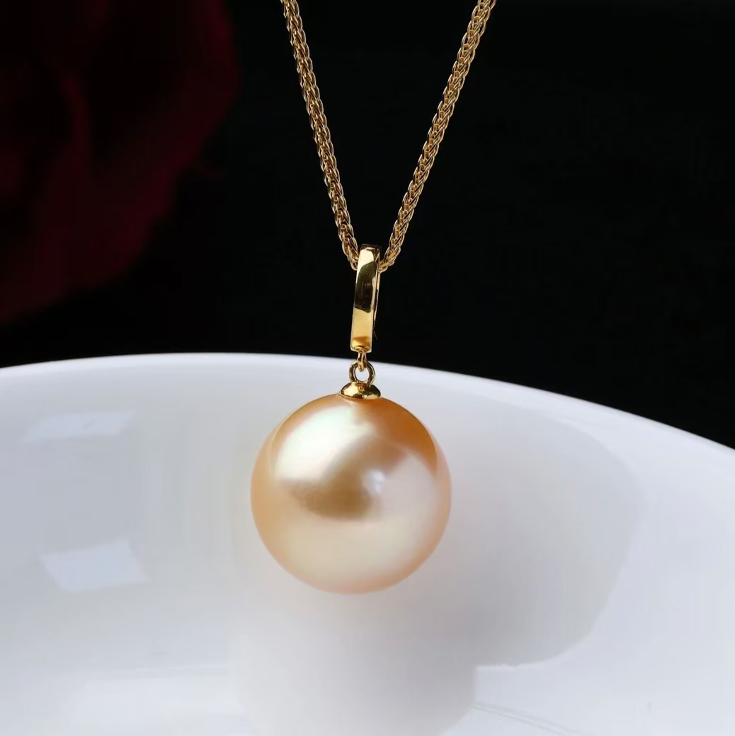 链子925银 【飛梵•18】14-15m正圆浓金几乎无暇万能扣光面（K黄）20