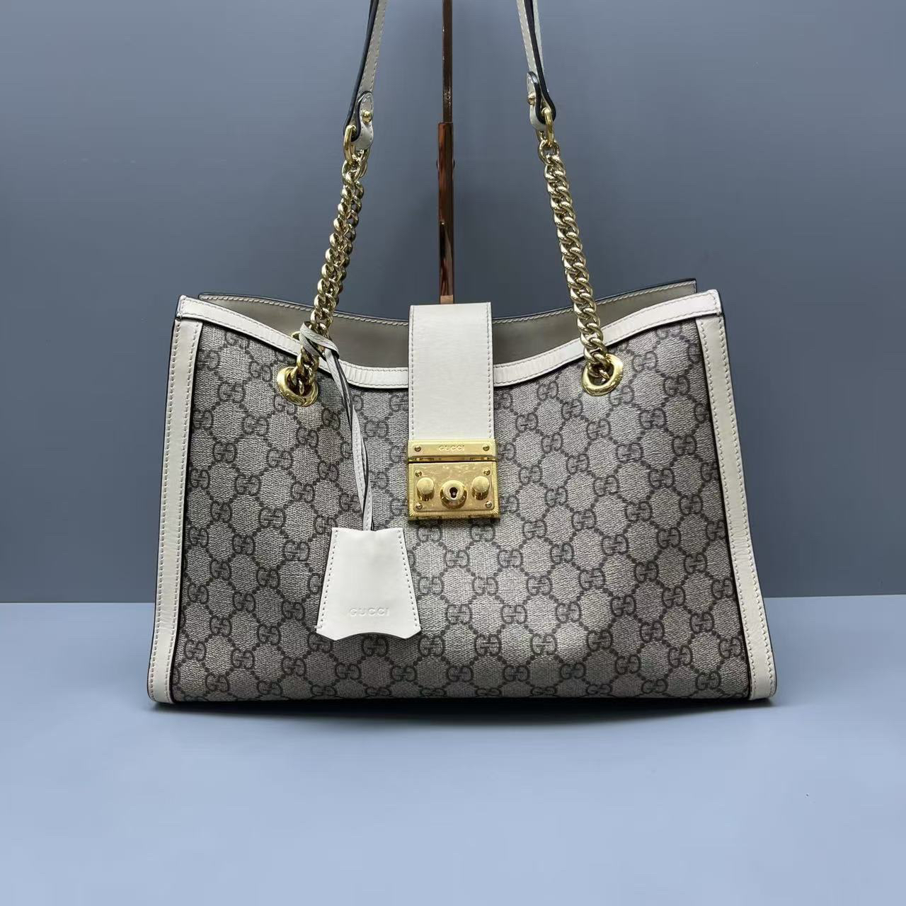 95新 GUCCI/古驰 双G印花padlock托特包 尺寸35*23 SV14016
