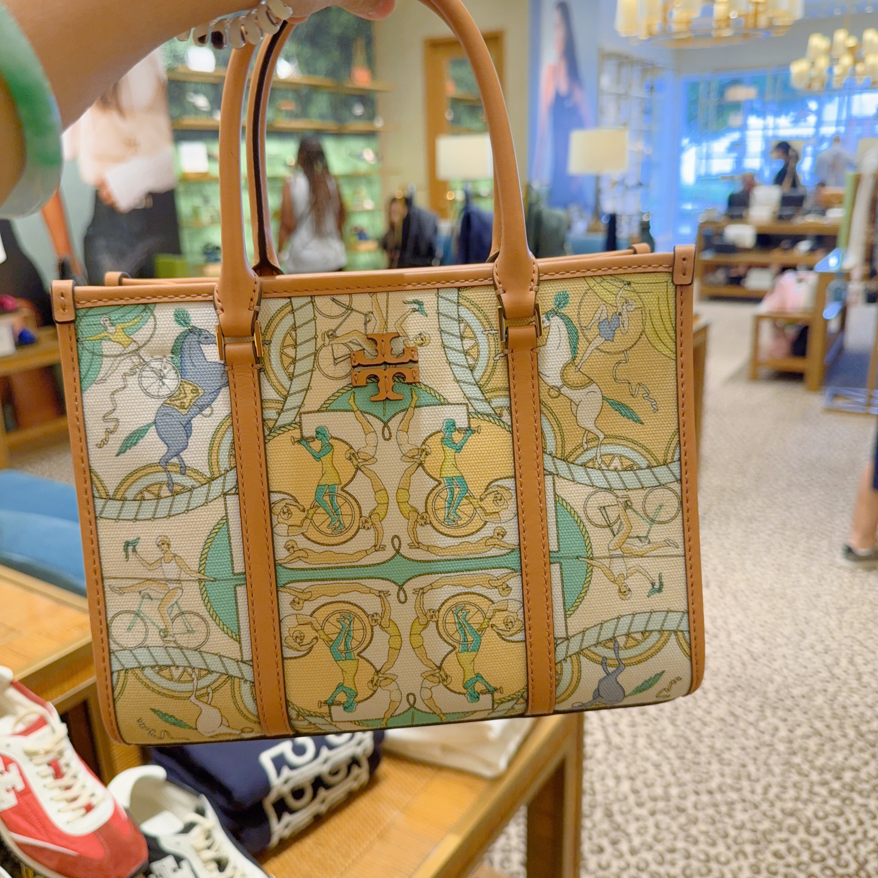 未使用 TORY BURCH/汤丽柏琦 夏日新款印花托特包