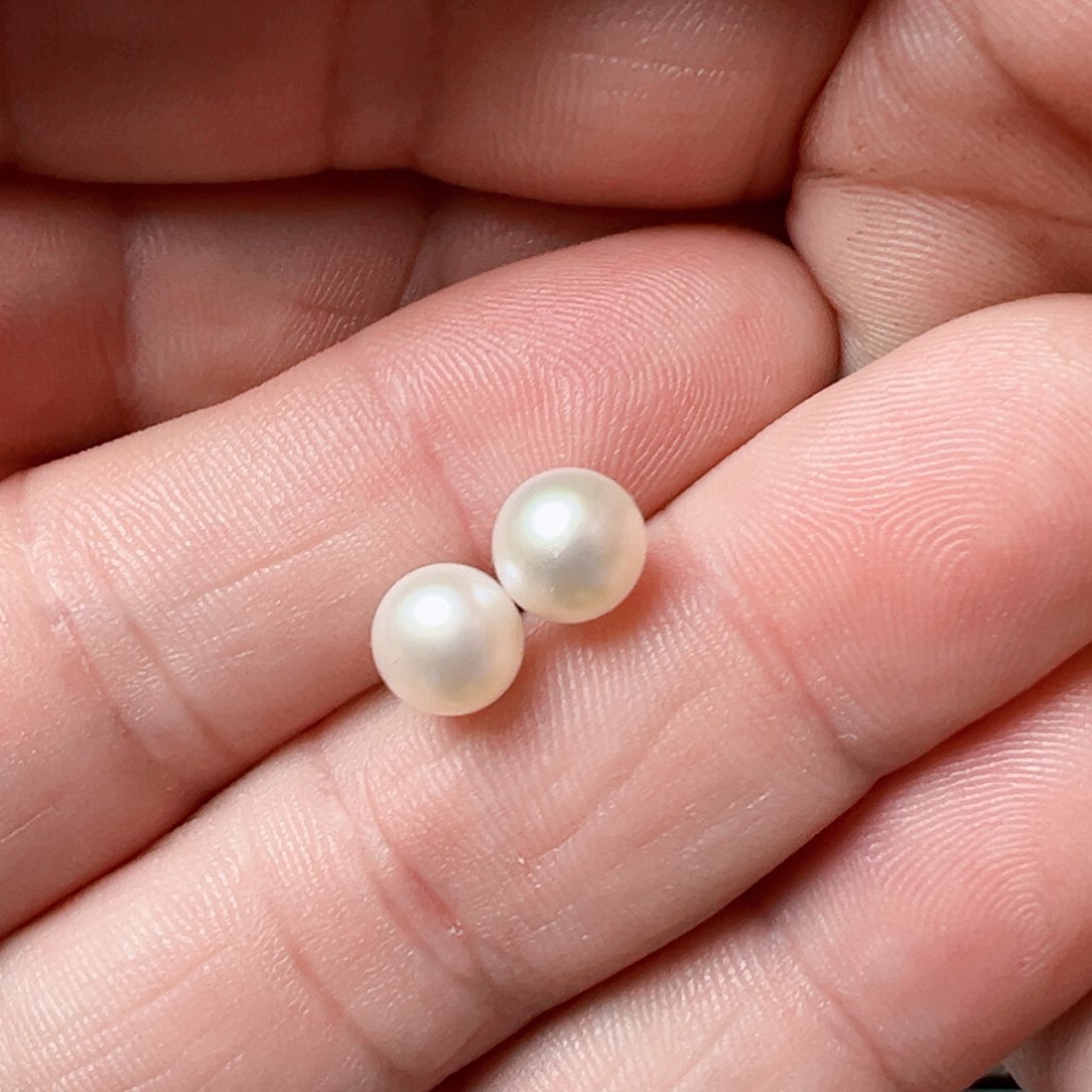 淡水珍珠耳钉银S925镶嵌