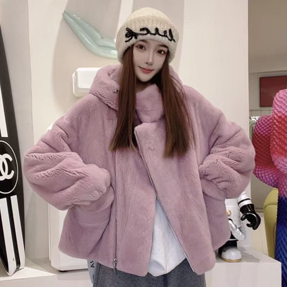 【SUSU推荐】2025新款貂皮粉色慵懒风潮流时尚女外套-991099Y
