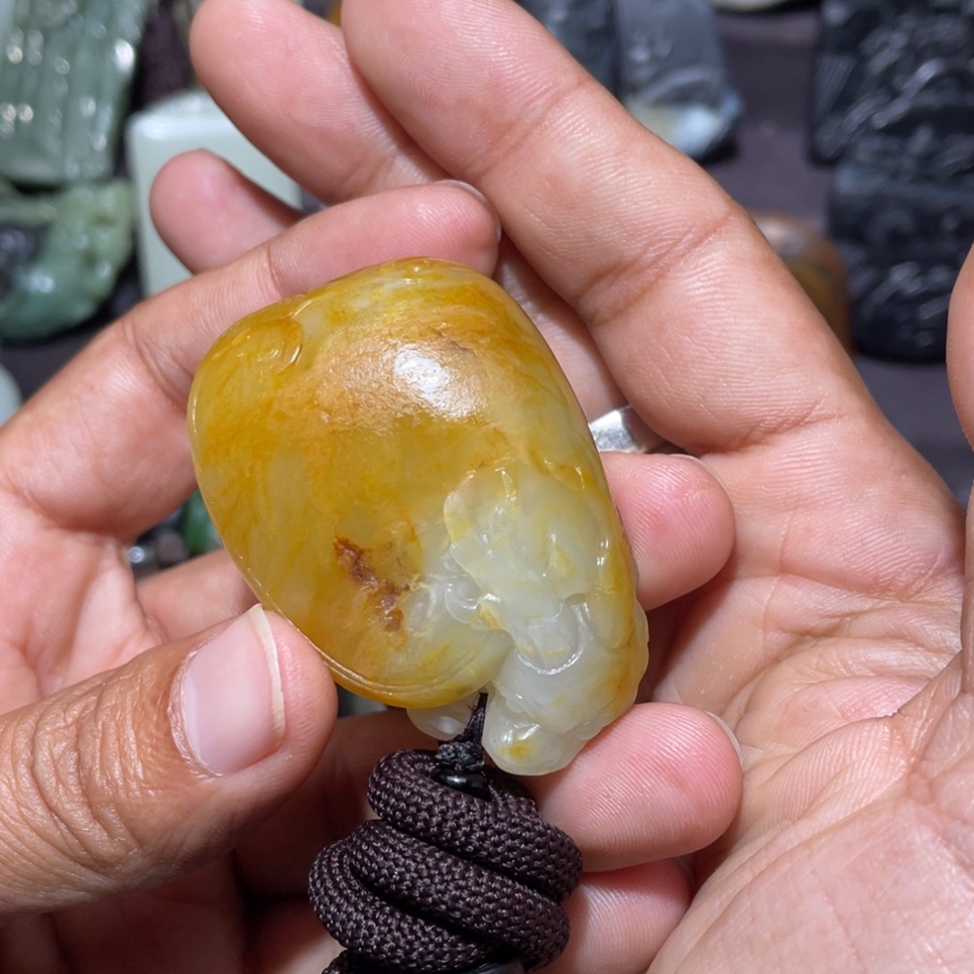 和田玉未镶嵌颈饰新疆和田玉黄沁龙龟把件吊坠