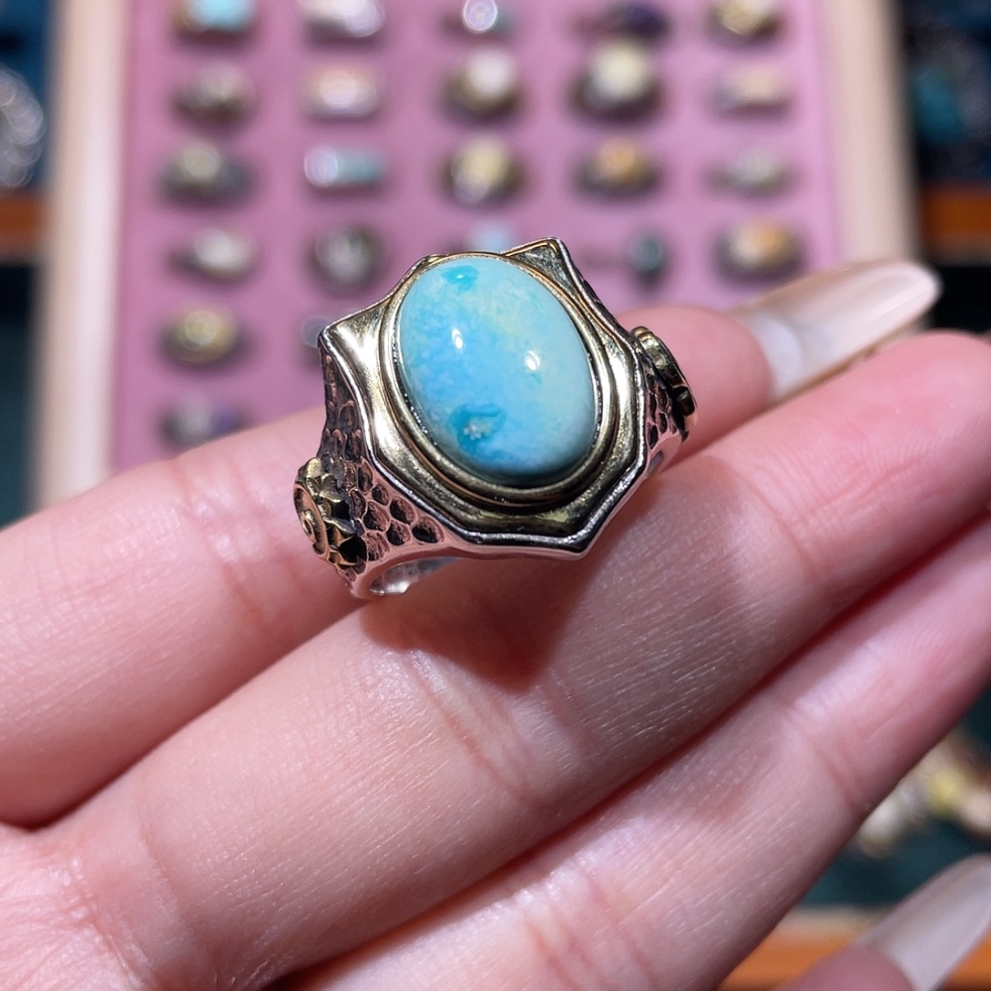 绿松石银S925镶嵌戒指戒指