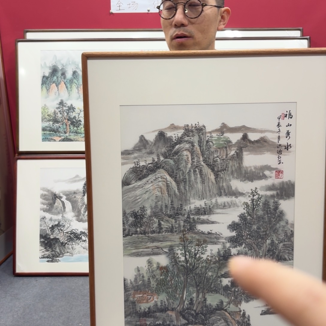 国画带框绘画90/60尺寸