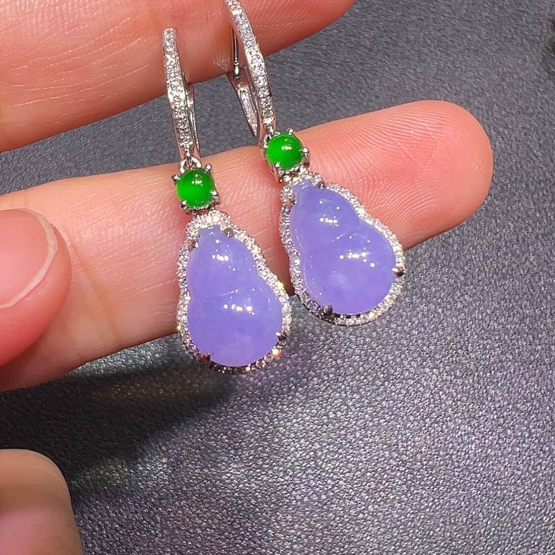 翡翠18K金镶嵌耳饰