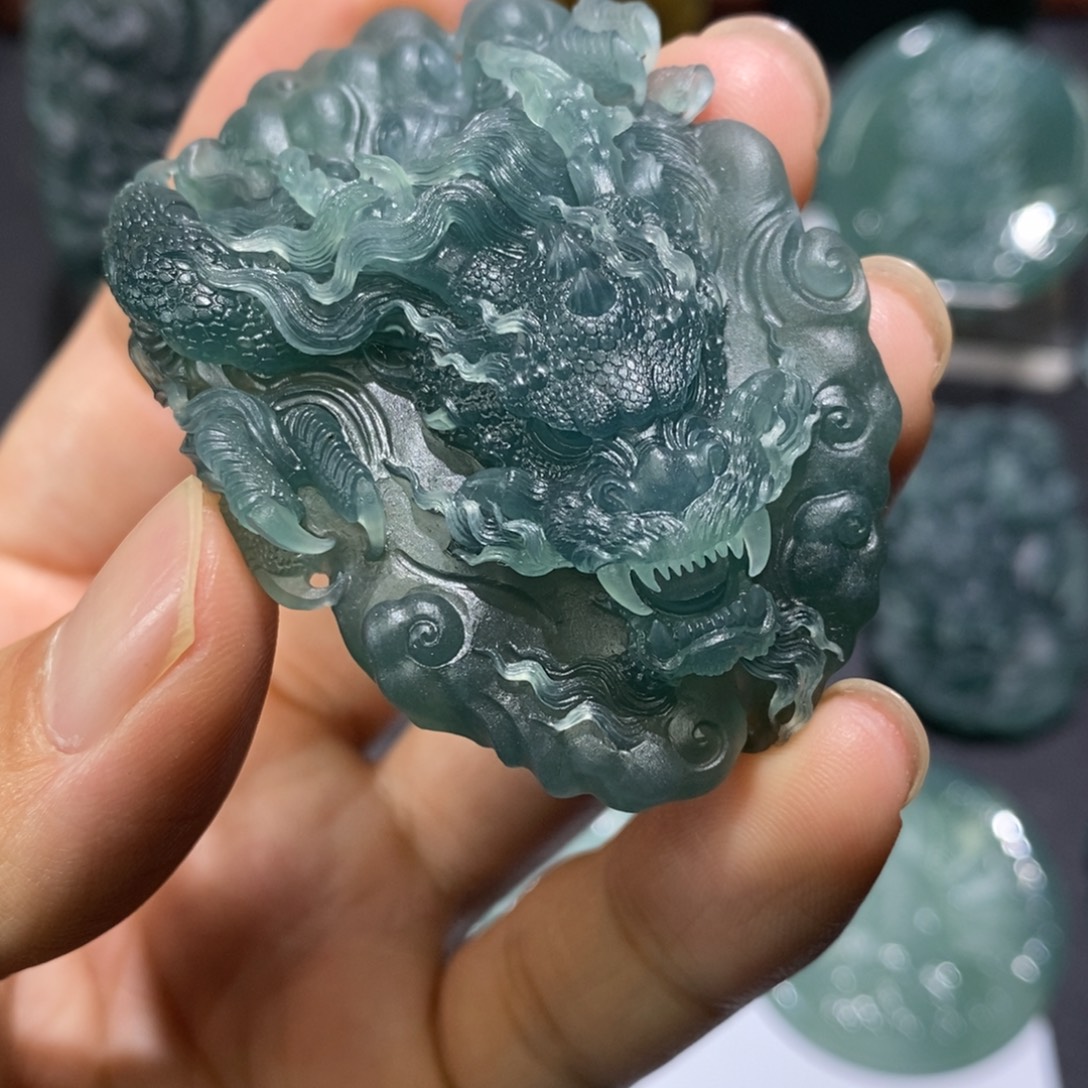 ****定制翡翠未镶嵌精工龙牌