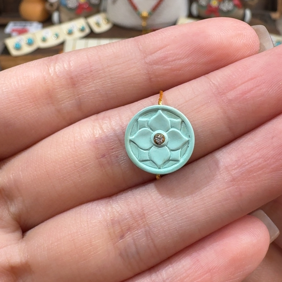未镶嵌绿松石珠宝半成品花花配饰12mm