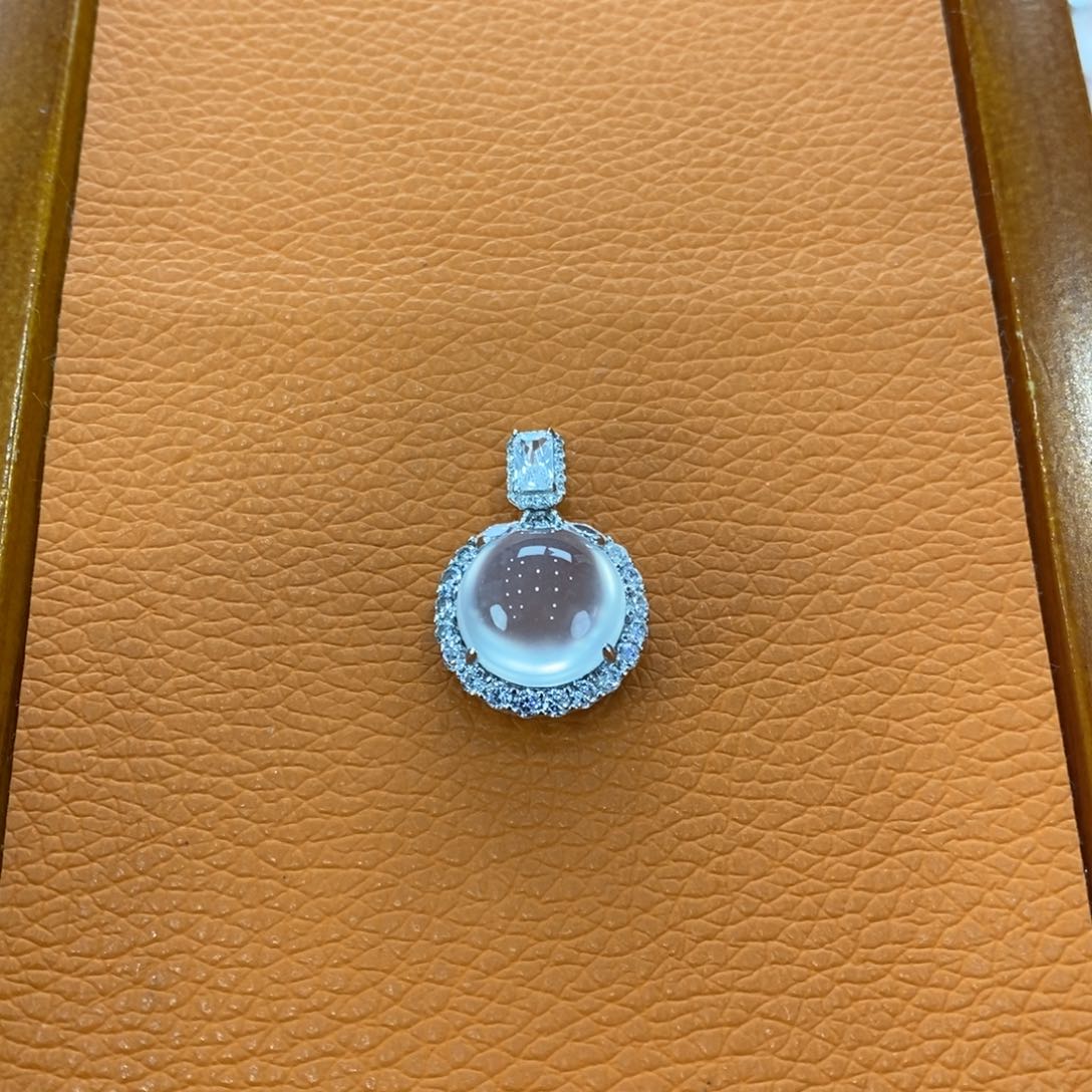 石英质玉吊坠(赠链)银S925镶嵌童*