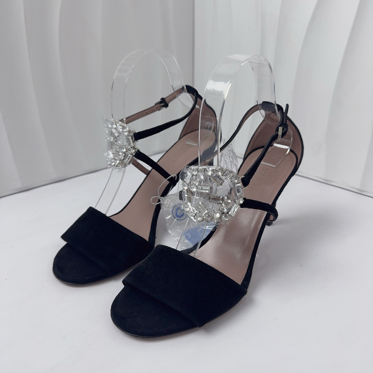 95新 GUCCI/古驰 38码/水钻高跟鞋
