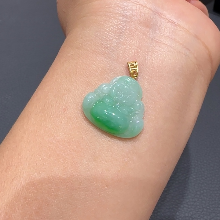 翡翠颈饰18K金镶嵌佛公L