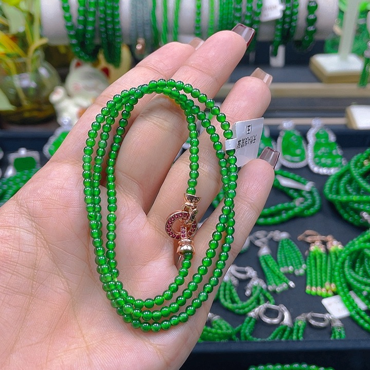 翡翠颈饰未镶嵌圆珠项链3