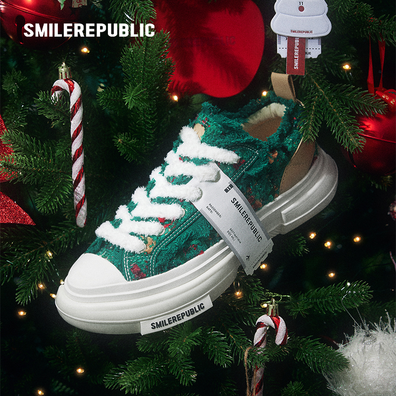 SMILEREPUBLIC 70s圣诞绿低帮厚底鞋-圣诞礼盒款潮流时尚百搭透气