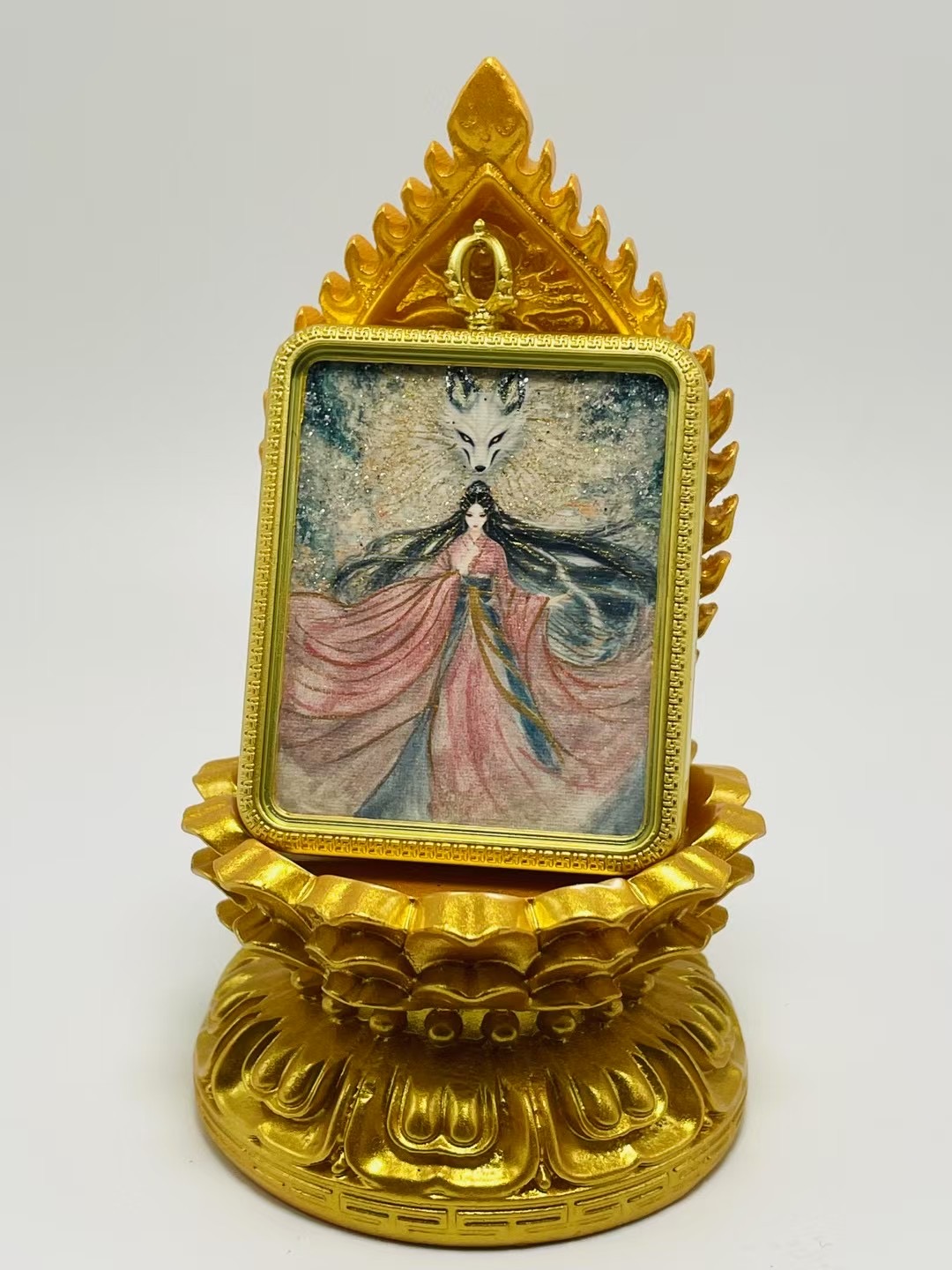 泓樾文创 新工艺金箔 混搭唐卡项链（壳子+绳子礼盒发货）布艺吊坠