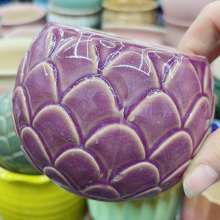 多肉绿植陶瓷花盆9.9包邮，有孔