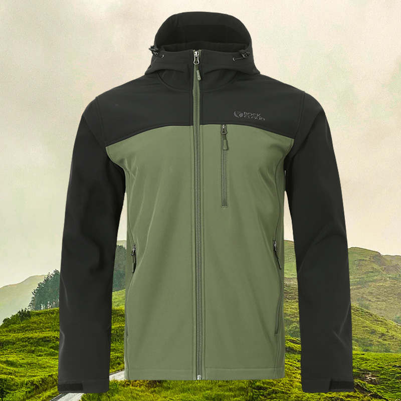 男士秋冬防风防泼水加绒保暖耐磨连帽软壳上衣040