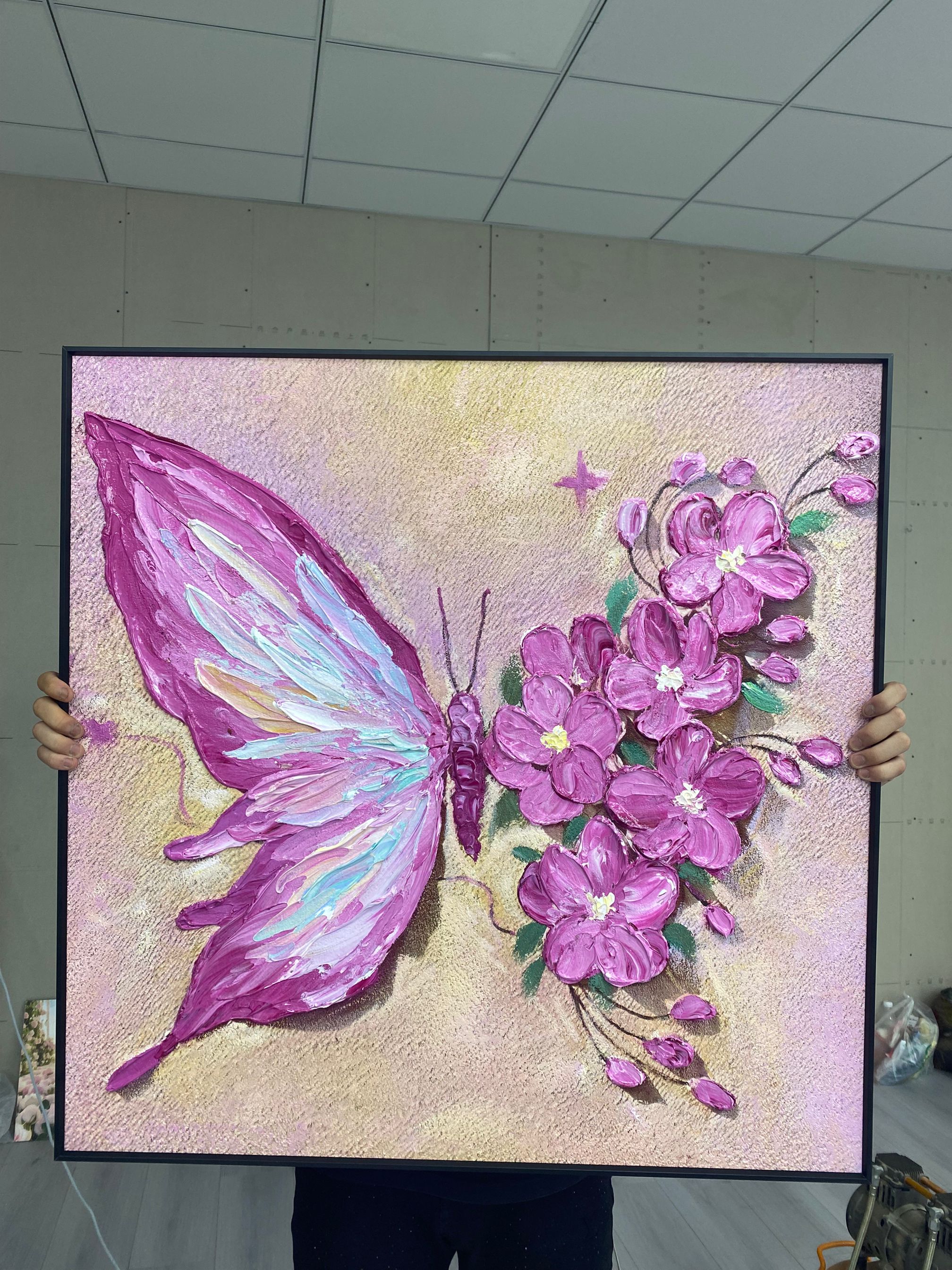 奶油风蝴蝶挂画客厅沙发背景墙卧室桌面斗柜装饰画M13