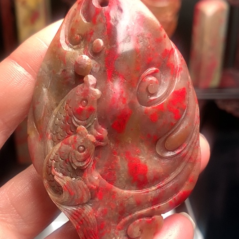 昌化石昌化鸡血石挂件