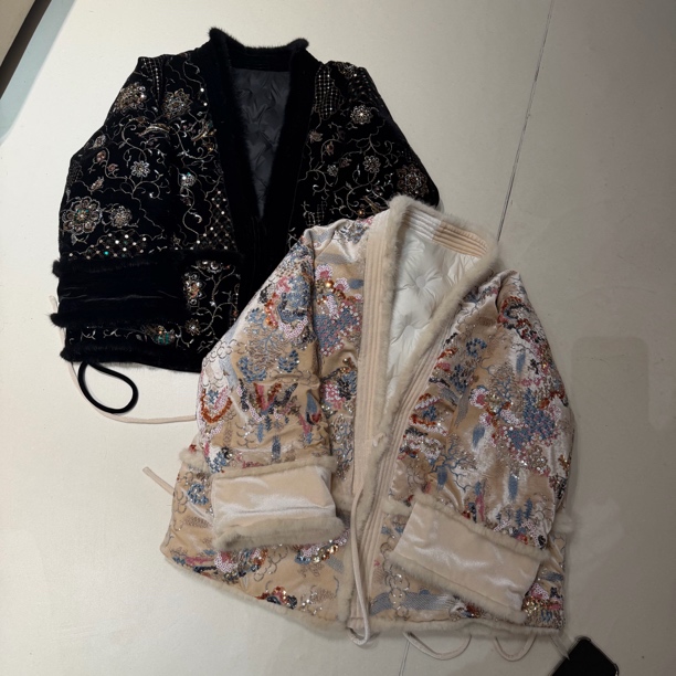 5989# 保暖不褪色冬厚款国风提花羽绒服