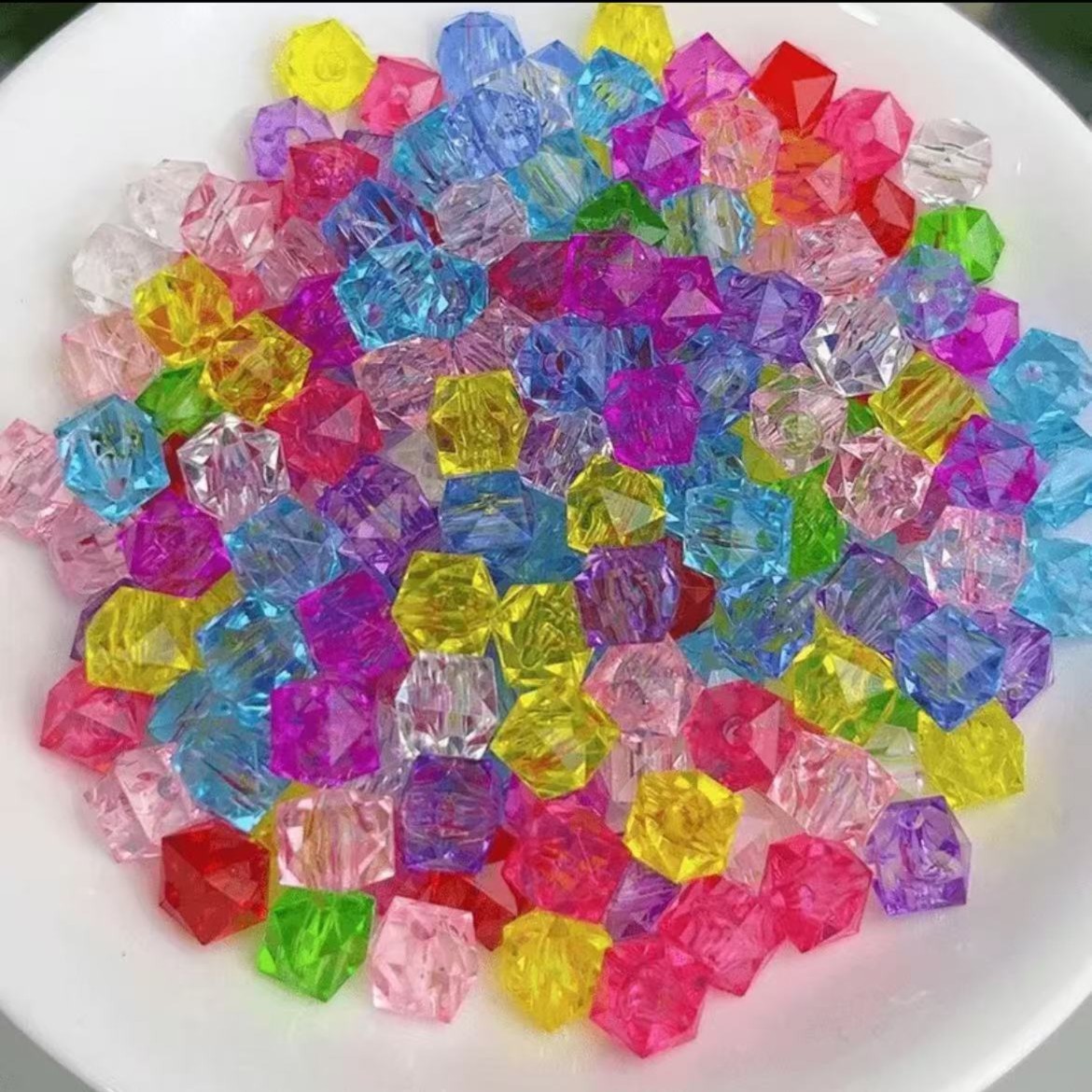 8mm10mm菱形珠仿水晶透明方糖手工DIY串珠通孔饰品材料【直播链接】