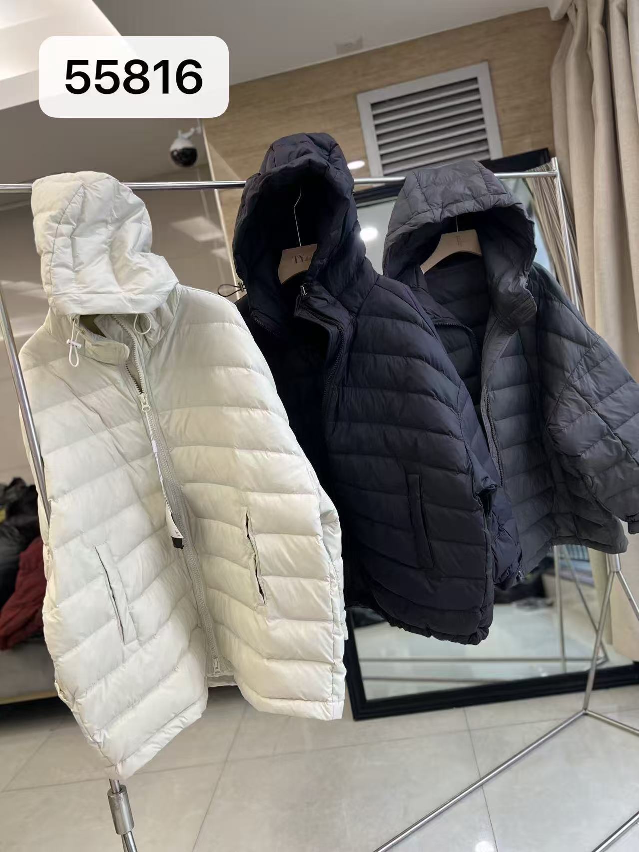 小柒-十三行ty#长袖连帽拉链50%短款厚款休闲户外纯色中长款55816