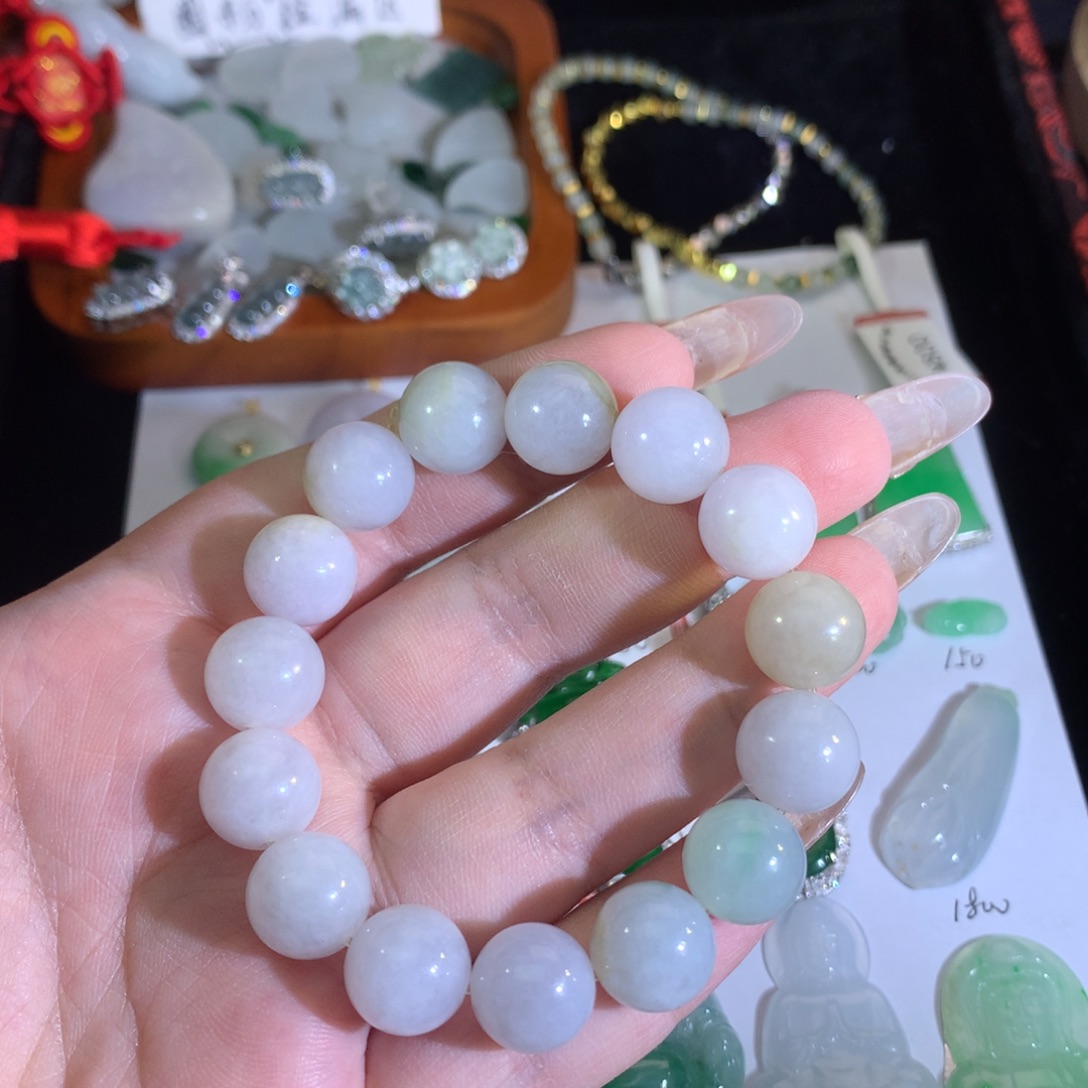 裸石翡翠紫翡珠串
