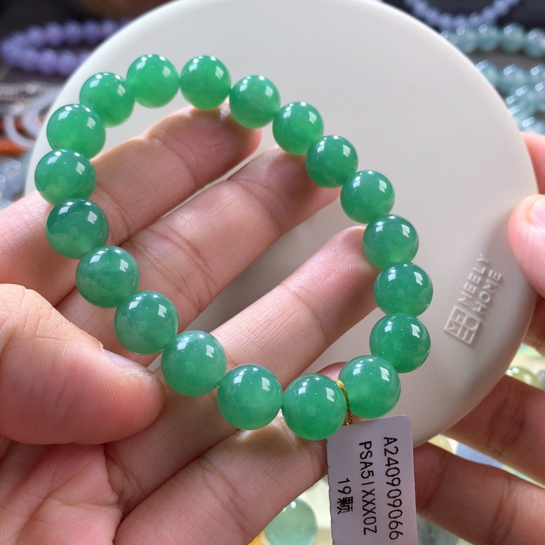 翡翠手链未镶嵌满绿手串卡10.9 起冰胶