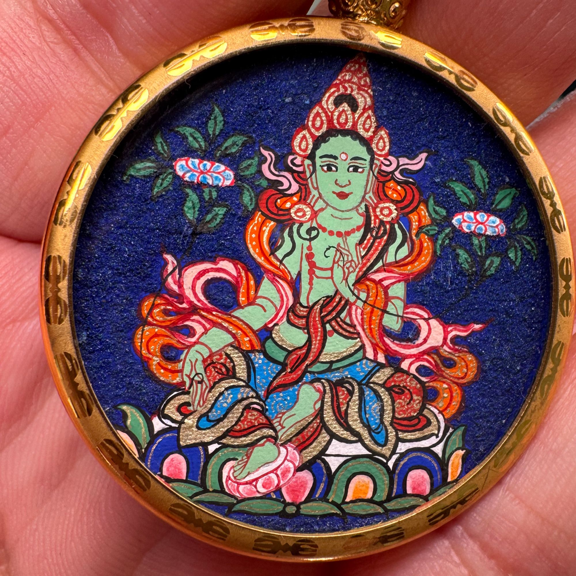 热贡手绘唐卡——绿度母