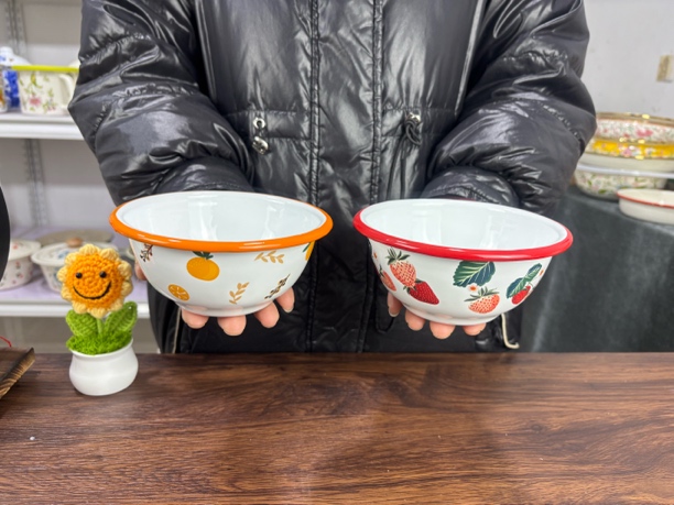 （发2个）汤碗珐琅搪瓷陶瓷吃饭大号特厚米饭碗家用儿童辅食碗