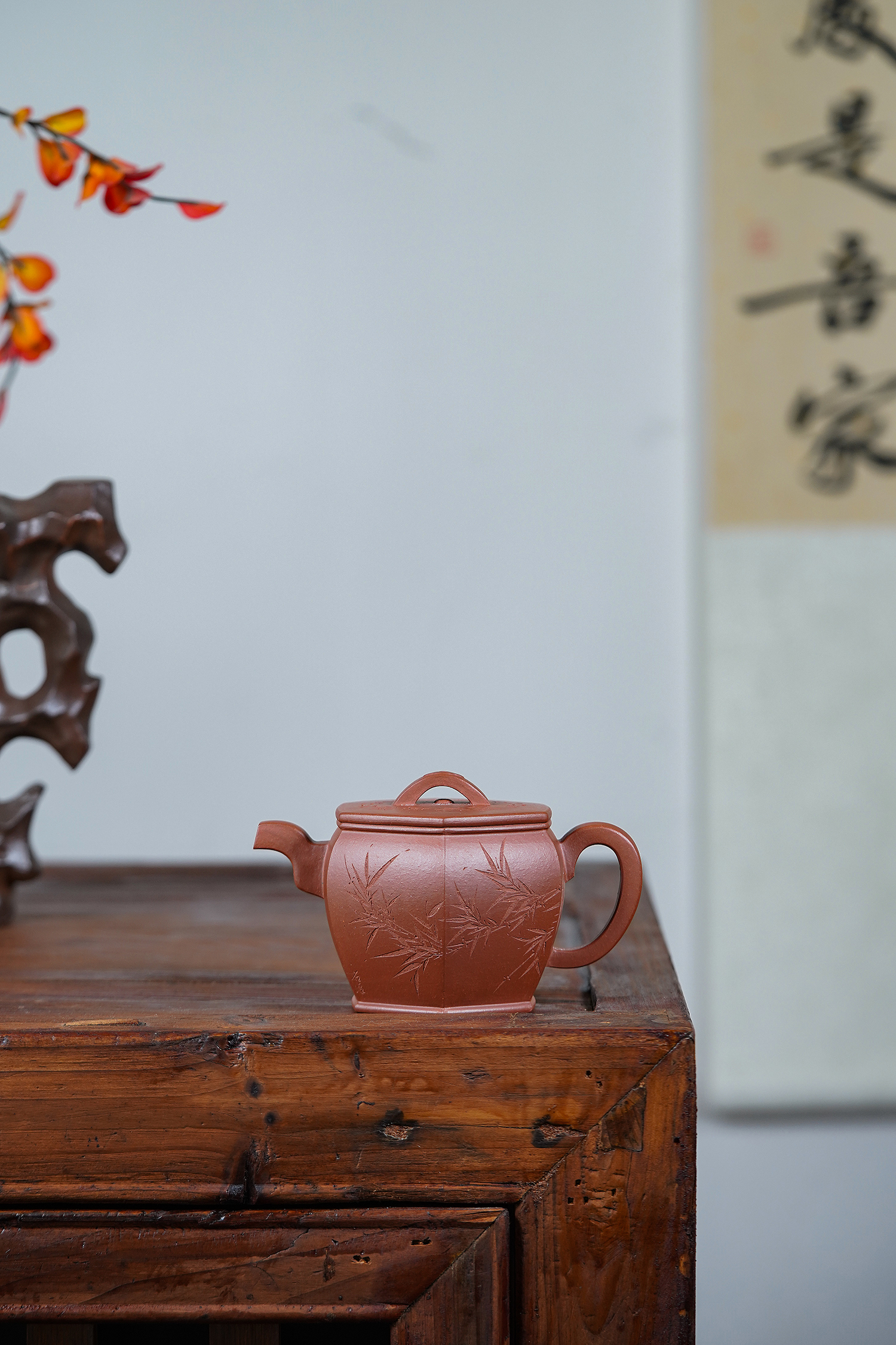 【禅砂居】六方汉瓦_200cc_底槽清_半手工手制_宜兴原矿手工刻绘