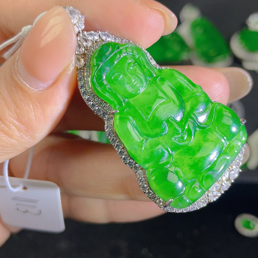 翡翠吊坠(不含链)银S925镶嵌