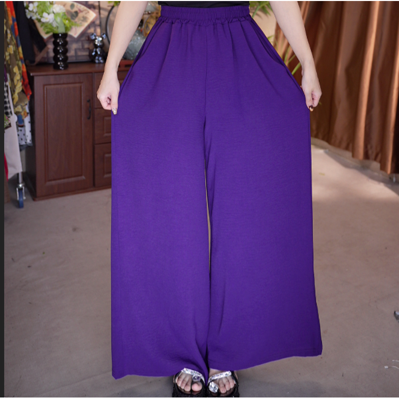 182/夏季薄款松紧腰阔腿裤女新款休闲系带宽松显瘦百搭大脚裤C